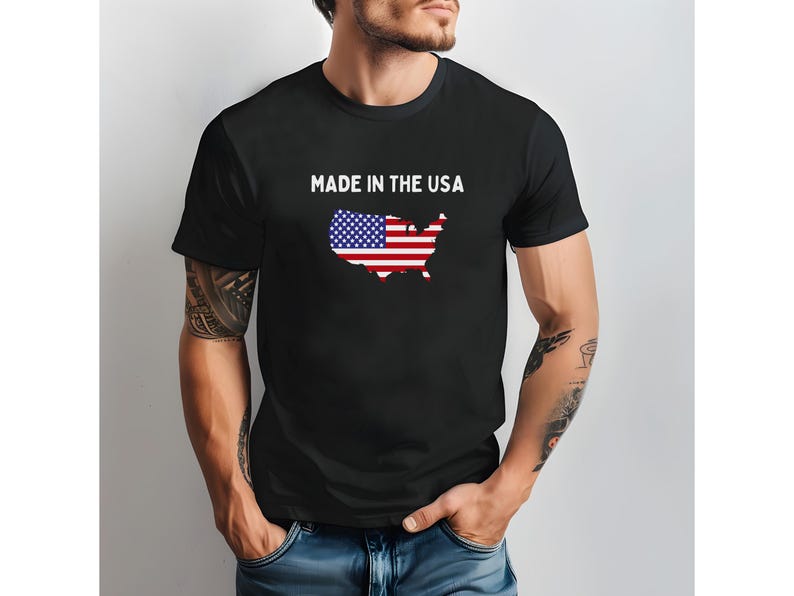 Made in the USA T-Shirt | American Flag Map Tee | Patriotic Shirt for Men & Women | 4th of July USA Pride Shirt | Bella Canvas 3001 image 4