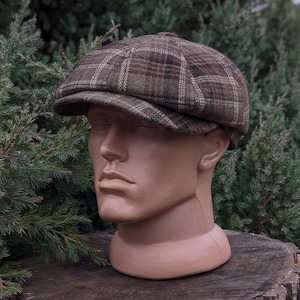 Men&#39;s Tweed Winter Cap with Ear Flaps – Newsboy Hat – Peaky Blinders Style – Warm Gift for Him – Handmade in Ukraine