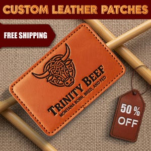 Custom Leather Patches | Engraved Logo Patches | Custom Leather Tags | Engraved Patches for Beanies | Faux Leather with Personalized Logo