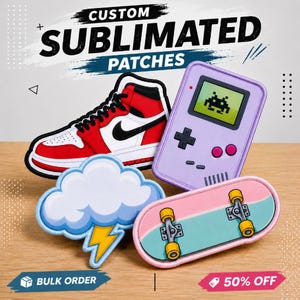 Custom Sublimated Patches | Personalized Full Color Logo Patches | Photo Quality Printed Patches for Hats, Jackets & Uniforms, Bulk Order