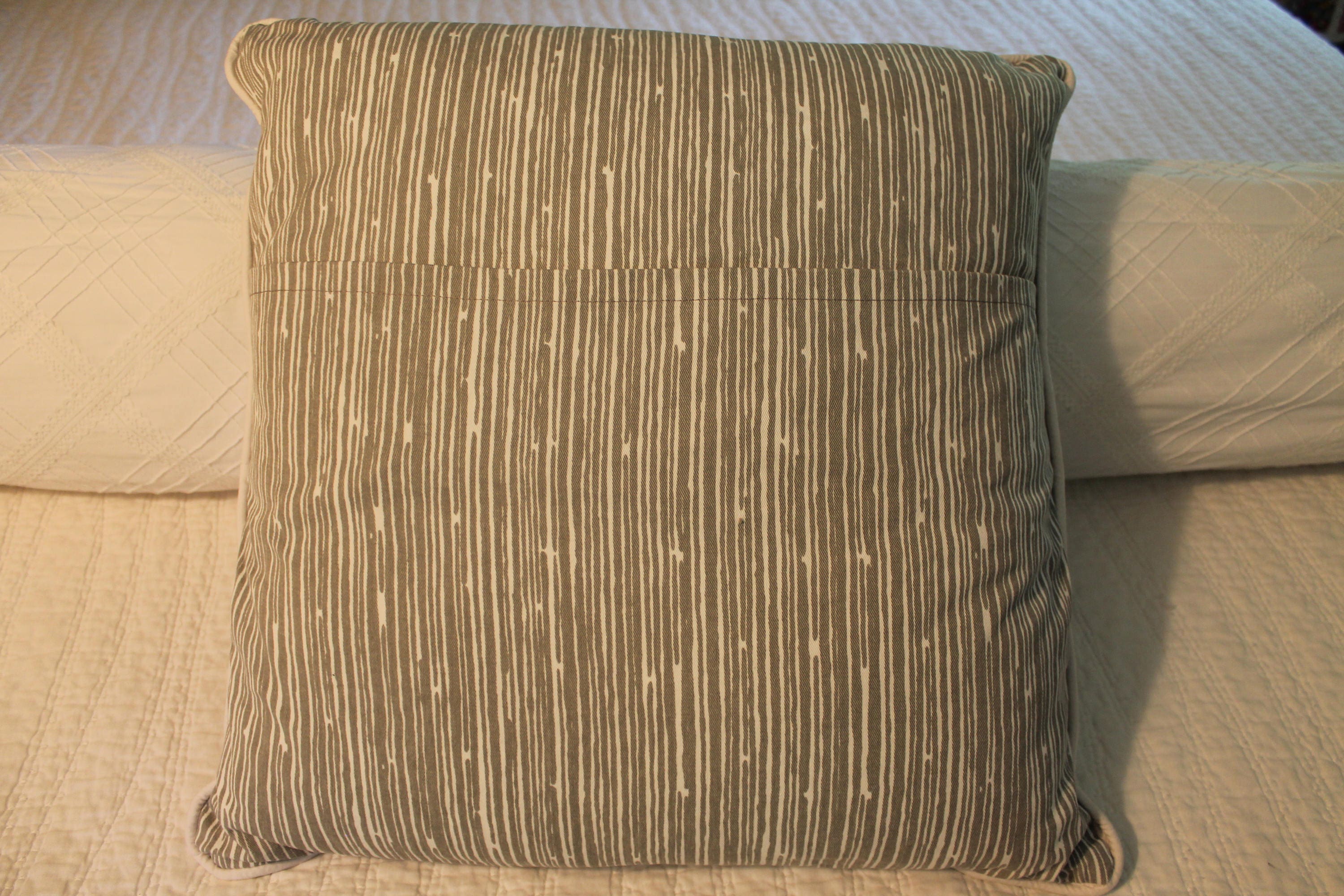 Storm Decorative Pillow Gray and White Sofa Pillow With White Piping