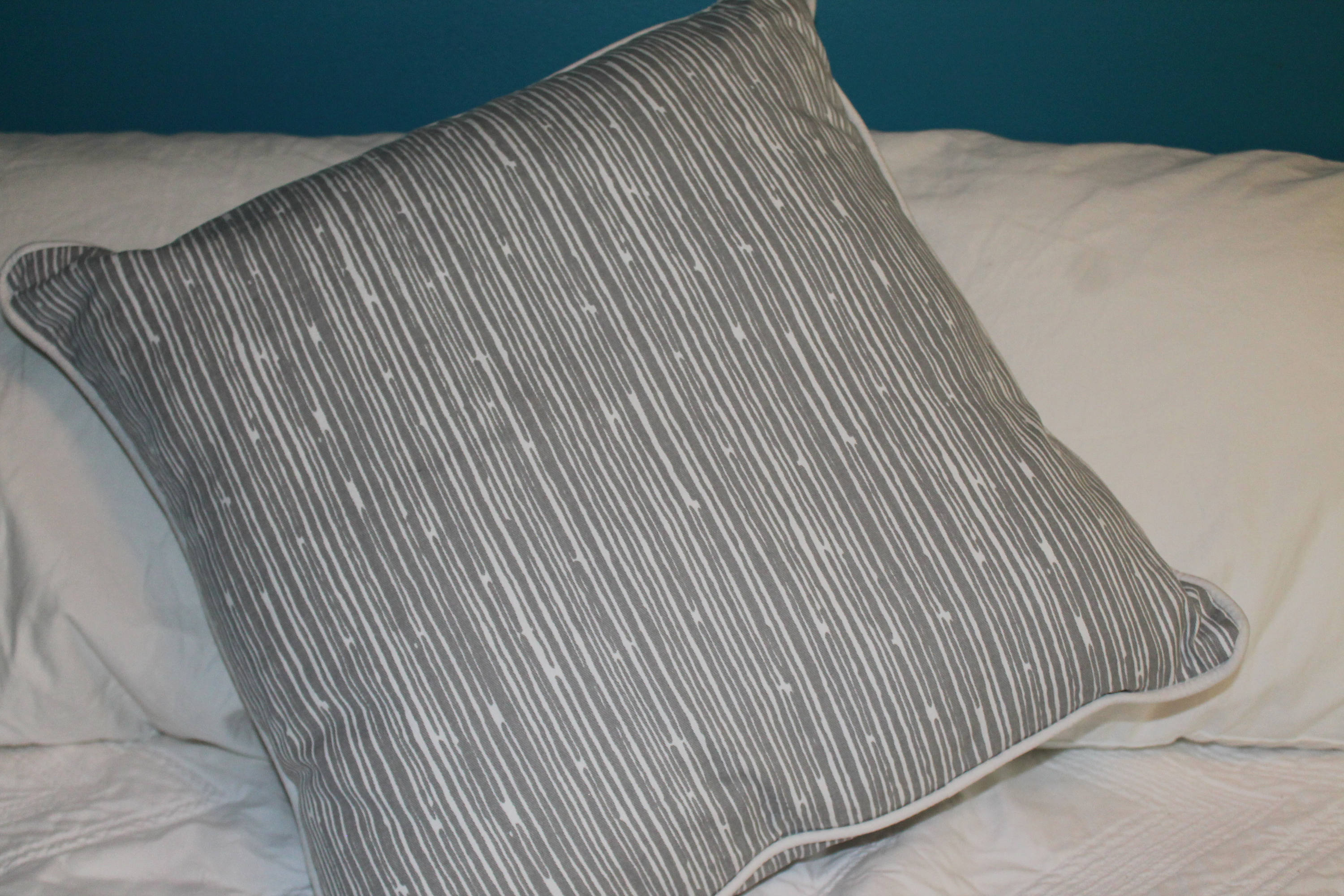 Storm Decorative Pillow Gray and White Sofa Pillow With White Piping