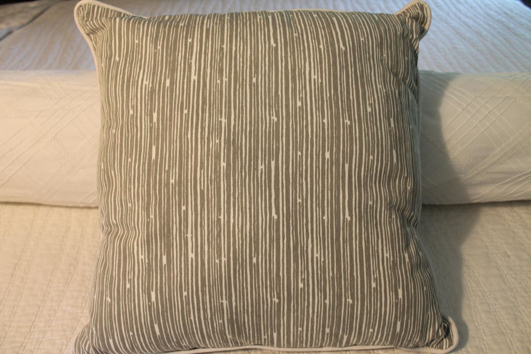Storm Decorative Pillow Gray and White Sofa Pillow With White Piping