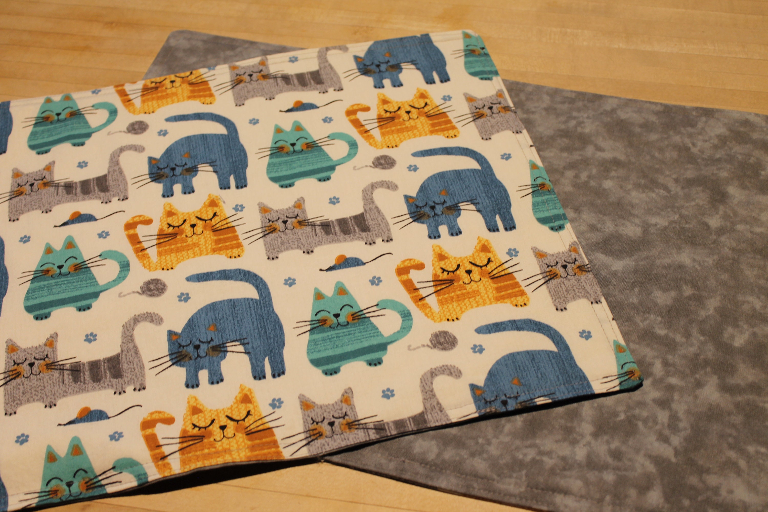 Cat Placemat, Feeding Station Mat, Placemat, Colorful Placemat, Cotton