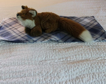 Blue Plaid Dog Blanket Polar Fleece Dog Rug Crate Mat Pet Travel Blanket Car Pet Blanket