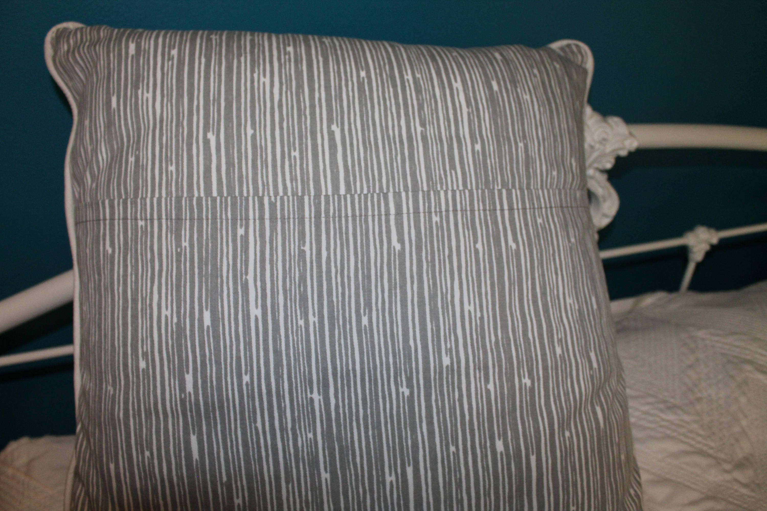 Storm Decorative Pillow Gray and White Sofa Pillow With White Piping