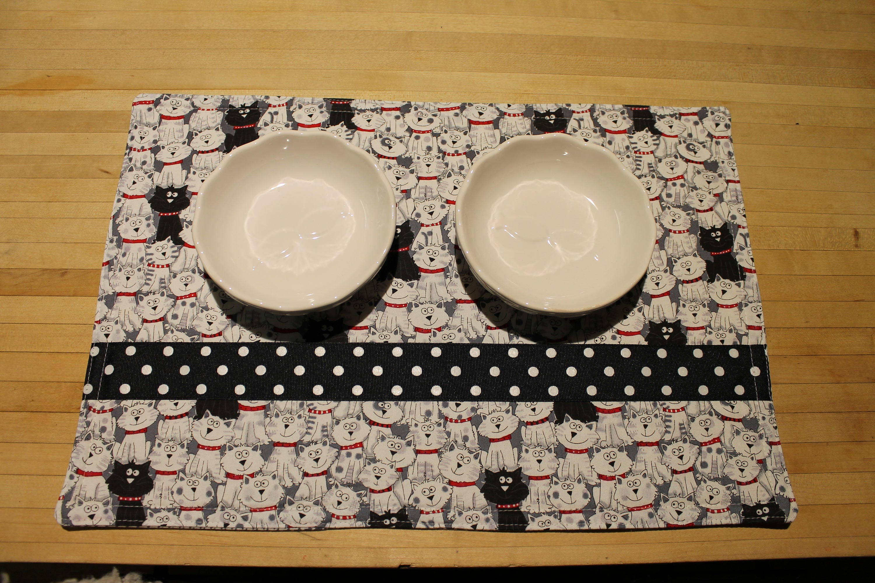 Gray Cat Placemat Kitten Placemat White and Black Placement Cat Ideas