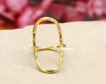 Large Open Circle Oval Ring, Oversized Oval Ring, 14k Gold Filled Open Oval Ring, Hammered Oval Statement Ring, Handmade Ring, Gift for her
