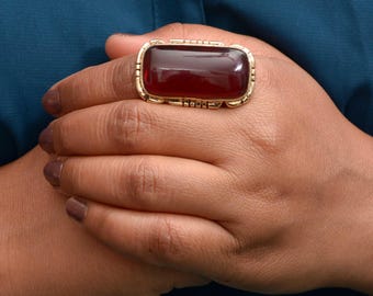 Dainty Garnet Eternity Ring, 14K Gold Stacking Band, January Birthstone, Oval Red Gemstone ,Delicate Wedding Anniversary Gift