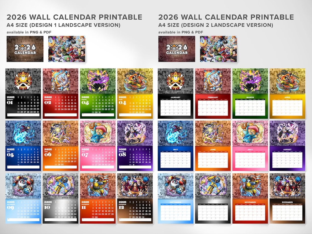 2026 One Piece Anime - Strawhats Crew Characters Calendar: Monthly