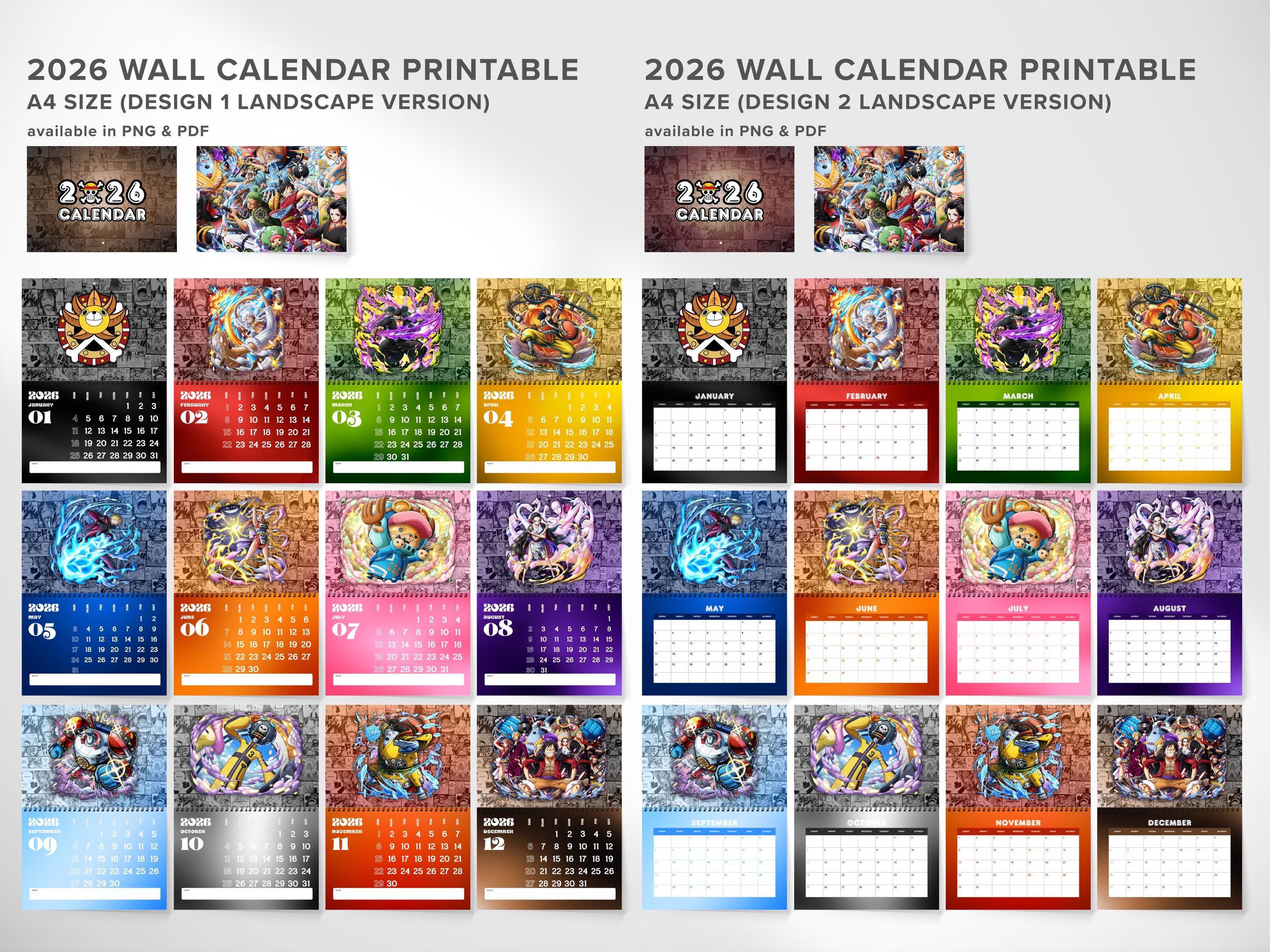 2026 One Piece Anime - Strawhats Crew Characters Calendar: Monthly