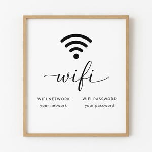 Modern Wi-Fi Password Sign – Editable Canva Template – Airbnb Printable – Digital Download
