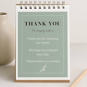 Airbnb Thank You Card Printable: Minimalist Vacation Rental Guest Note (Editable PDF)