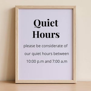 Lavender Quiet Hours Sign: Minimalist Airbnb Guest Room Decor (PDF, PNG, JPEG Digital Download