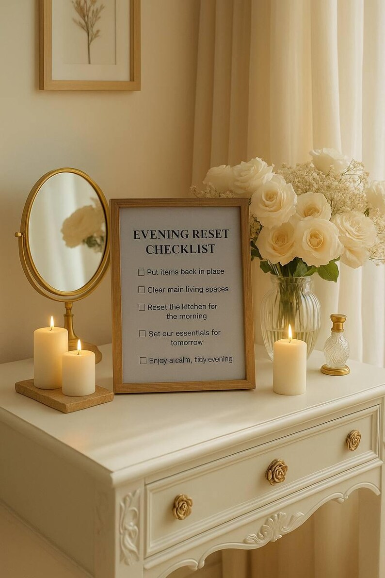 Evening Reset Checklist Printable | Minimalist Home Reset Routine ...
