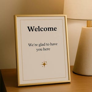 Minimalist Welcome Sign Printable: Airbnb Guest Room Decor (PDF + PNG Digital Download)