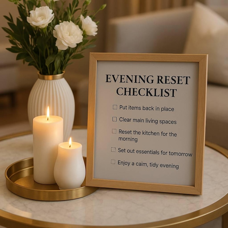 Evening Reset Checklist Printable | Minimalist Home Reset Routine ...