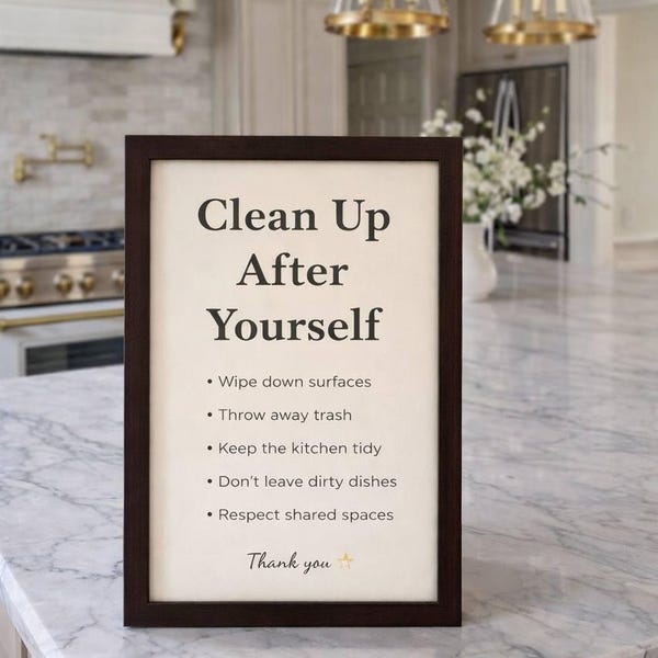 Clean Up Daily Sign Printable Kitchen Signs for Cleaning - Etsy
