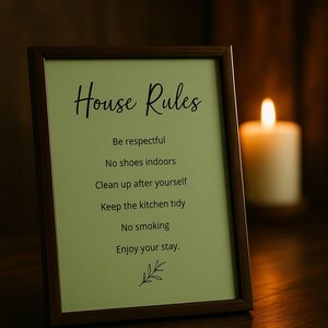 Minimalist House Rules Sign: Airbnb, Guest Room Decor (PDF & JPG Digital Download)