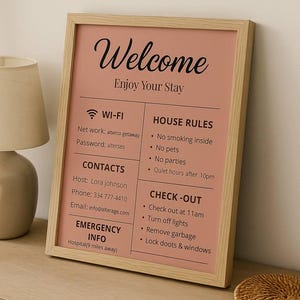 Terracotta Airbnb Welcome Sign: House Rules, WiFi (PDF & PNG Digital Download)