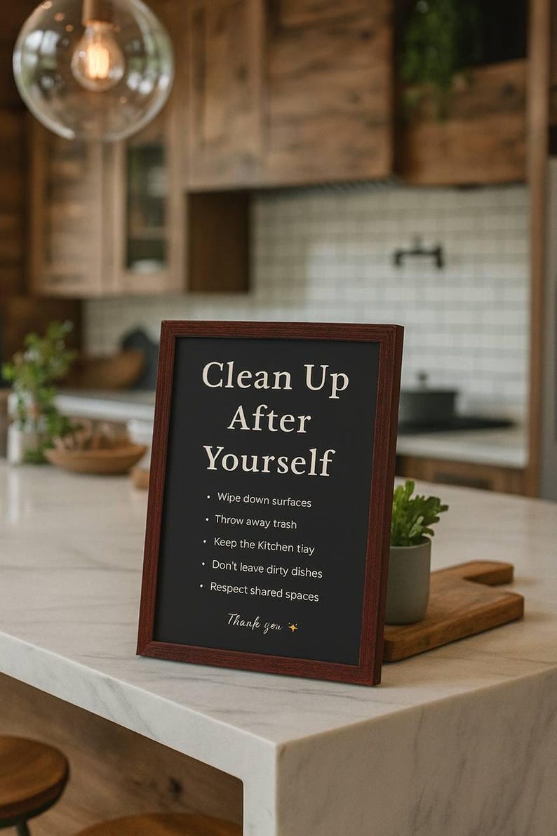 Clean Kitchen Sign Printable Kitchen Cleaning Rules – Modern Printable Sign - Etsy