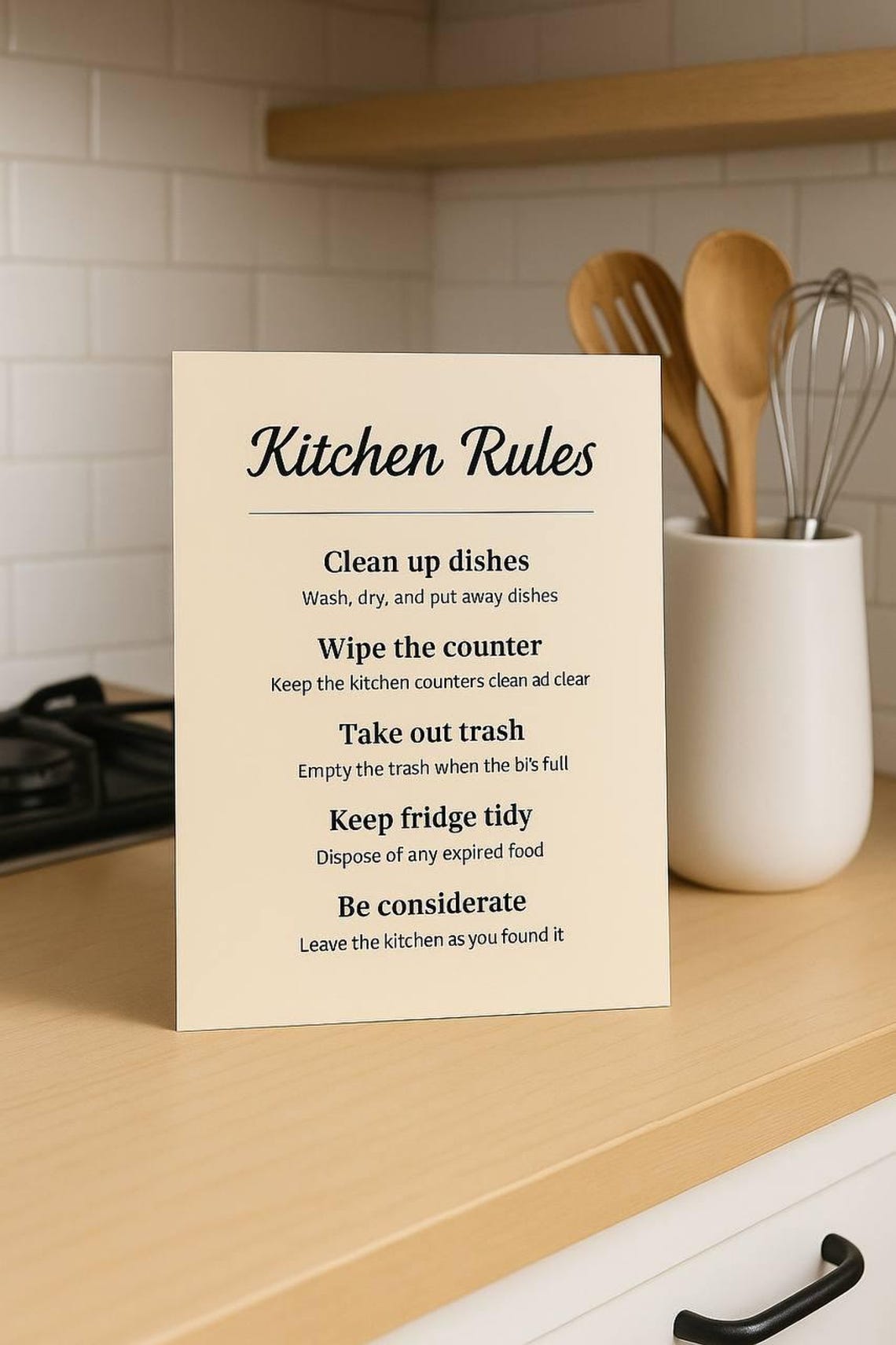 Minimalist Kitchen Rules Sign: Modern Neutral Decor (printable PDF ...