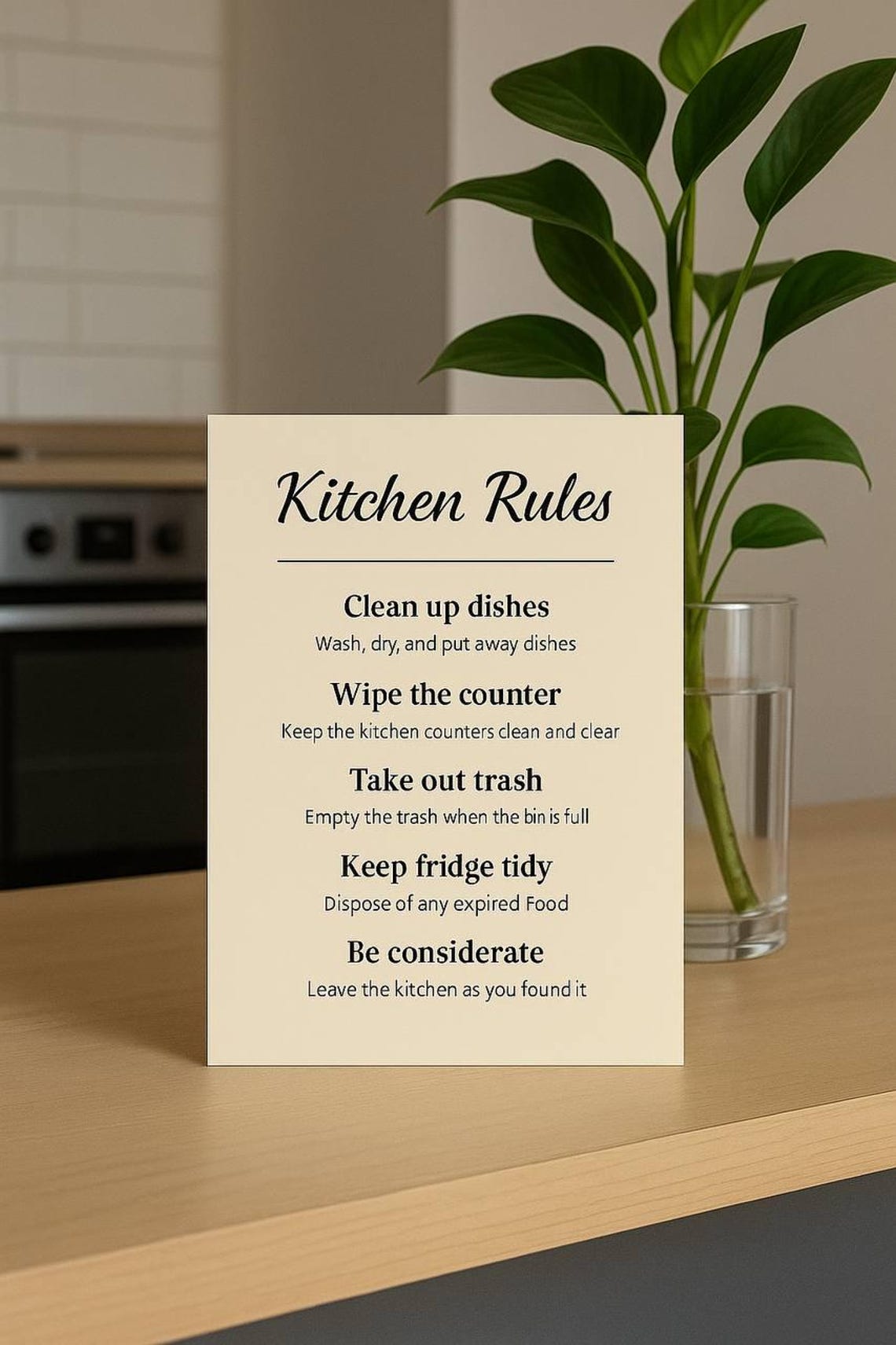 Minimalist Kitchen Rules Sign: Modern Neutral Decor (printable PDF ...