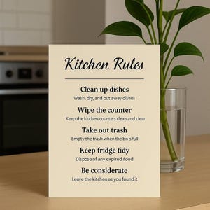 Minimalist Kitchen Rules Sign: Modern Neutral Decor (printable PDF ...