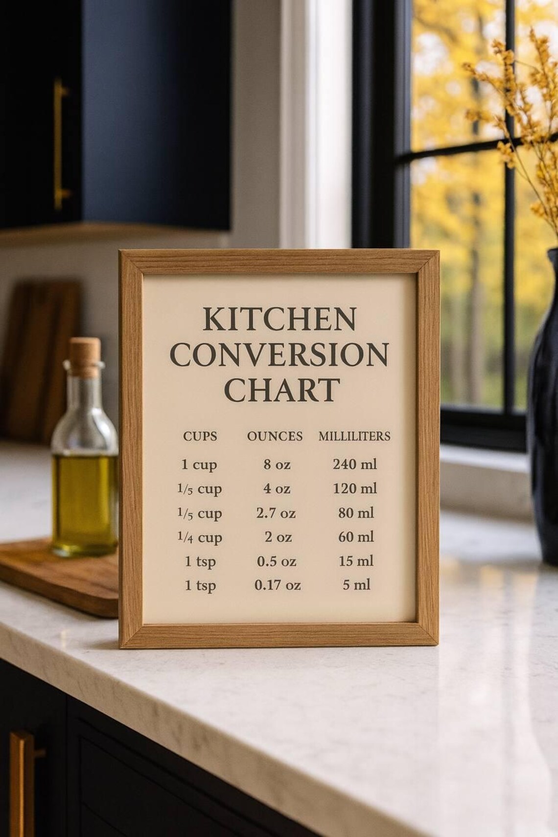 Kitchen Conversion Chart | Printable Cooking Guide | Cups to Ounces ...