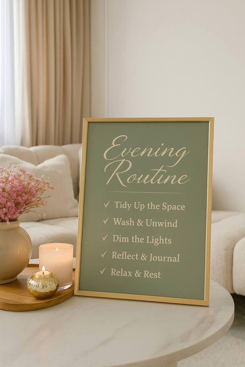 Evening Routine Printable | Calm Night Routine Wall Art 5x7 - Etsy