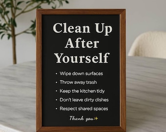 Kitchen Cleaning Rules – Modern Printable Sign
