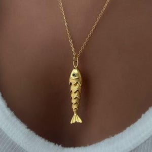 Movable 3D Articulated Fish Necklace for Animal Lovers Gift, Pave Fish Pisces Necklace, Sea Lover Necklace Gift, Everyday Necklace for Women