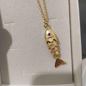 Movable 3D Articulated Fish Necklace for Animal Lovers Gift, Pave Fish Pisces Necklace, Sea Lover Necklace Gift, Everyday Necklace for Women