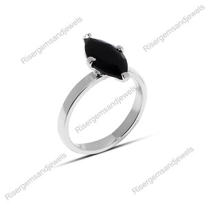 Black Onyx Marquise Ring: Handmade 925 Sterling Silver, Elegant Jewelry