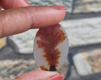 Natural Dendritic Agate Cabochon: Scenic Gemstone for Jewelry Making