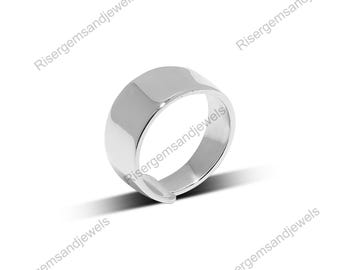 Handmade 925 Sterling Silver Wide Band Ring - Unisex Thumb Ring