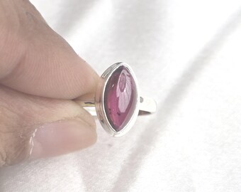 Natural Red Garnet Marquise Cut Gemstone 925 Sterling Silver Handmade Statement Design Boho Gomad Rings Anniversary Birthday Gift For Women