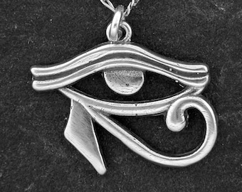 Sterling Silver Eye of Horus Egyptian God Pendant on a Sterling Silver Chain