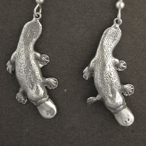 Sterling Silver Duck Billed Platypus Earrings on Heavy Sterling Silver French Wires