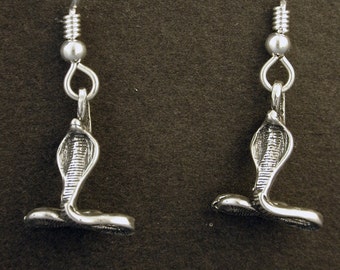 Sterling Silver Cobra Snake Earrings on Heavy Sterling Silver French Wires