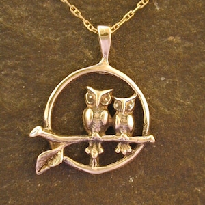 14K Gold Owl Pendant on 14K Gold Chain. image 1