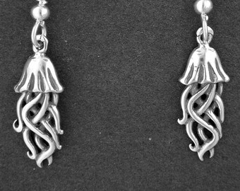 Sterling Silver Jellyfish earrings on Heavy French Wires