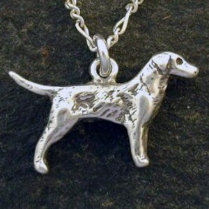 Sterling Silver Hunting Labrador Retriever Dog Pendant on Sterling Silver Chain.