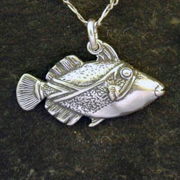 Humuhumunukunukuapua’a en argent sterling (poisson déclencheur hawaïen) Pendentif sur une chaîne en argent sterling