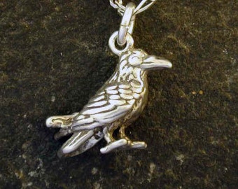 Sterling Silver Crow on Sterling Silver Chain