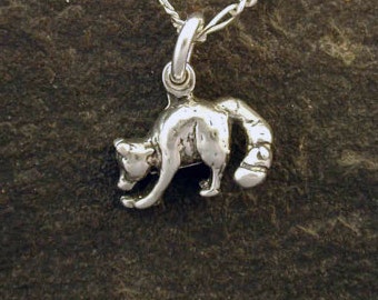 Sterling Silver Racoon Pendant on a Sterling Silver Chain