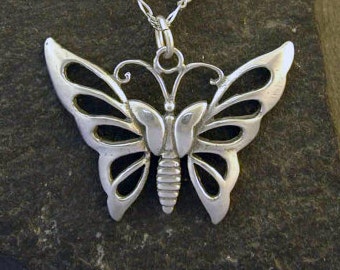 Sterling Silver Butterfly Pendant on Sterling Silver Chain