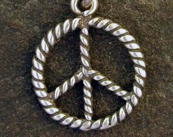 Sterling Silver Peace Sign Pendant on a Sterling Silver Chain