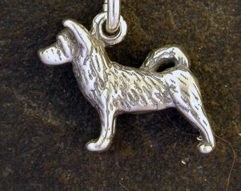 Sterling Silver Akita Dog Pendant on a Sterling Silver Chain