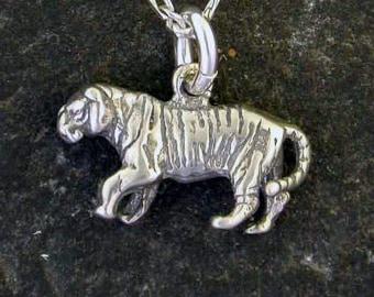 Sterling Silver Tiger Pendant on a Sterling Silver Chain